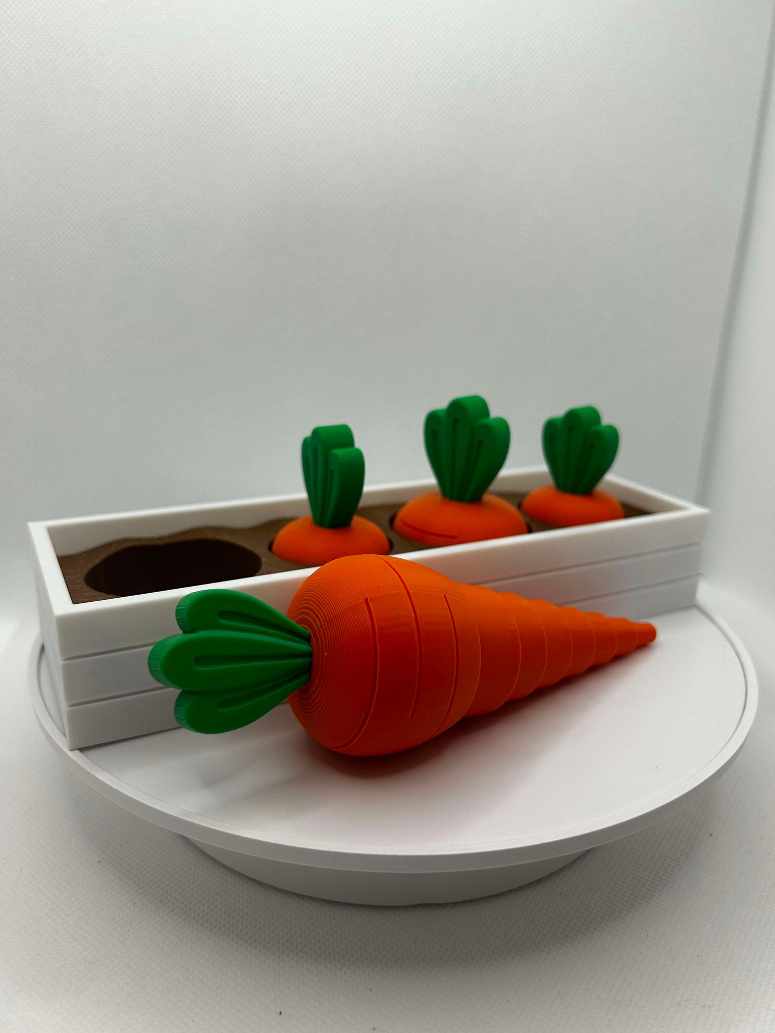 3D printed montessori toys, carrot garden, veggie garden, fidget toy, 3d printed fidget toy